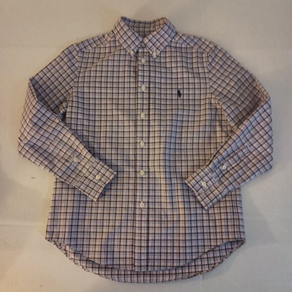 Ralph Lauren Plaid Button-Down Shirt Red White Blue Black Boys Size M 10–12 EUC - Picture 7 of 16